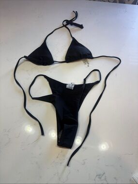 Tea Collection Black Triangle Tie Bikini Set